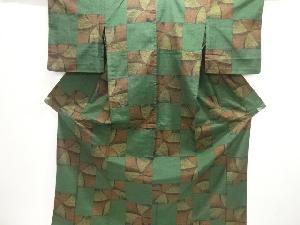 色紙に抽象模様織出し十日町紬単衣着物